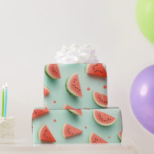 Watermelon Slices on Green Wrapping Paper