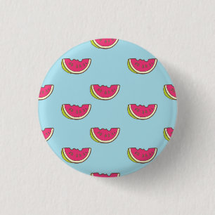 Watermelon Slices on Teal Pattern 3 Cm Round Badge