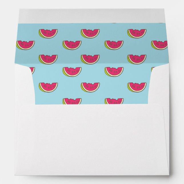 Watermelon Slices on Teal Pattern Envelope (Back (Bottom))