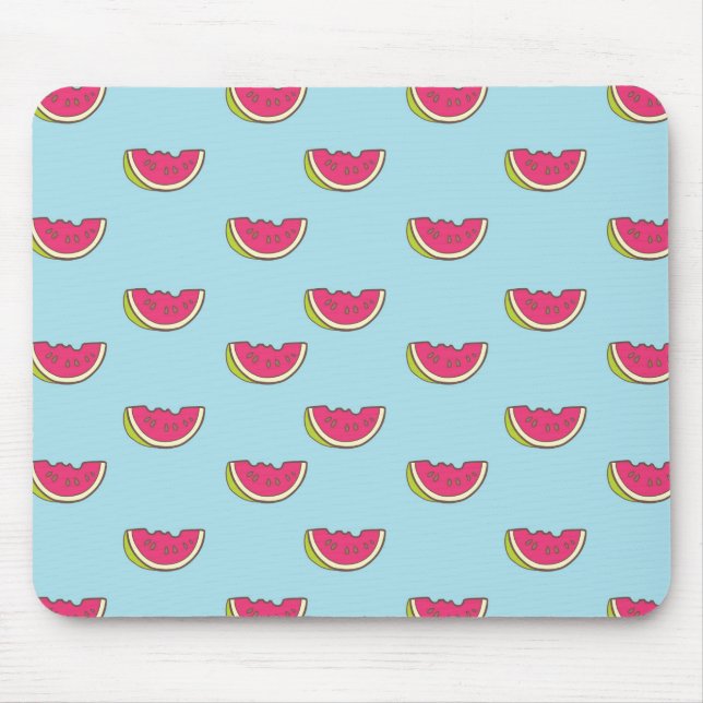 Watermelon Slices on Teal Pattern Mouse Pad (Front)