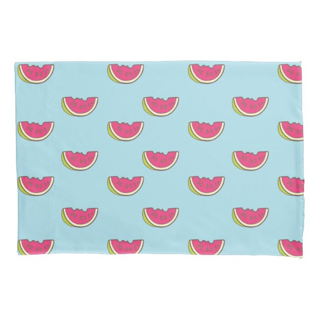 Watermelon Slices on Teal Pattern Pillowcase (Front-Left)
