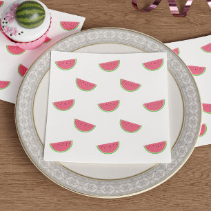 Watermelon Slices Pattern Cute Summer Pink White Napkin