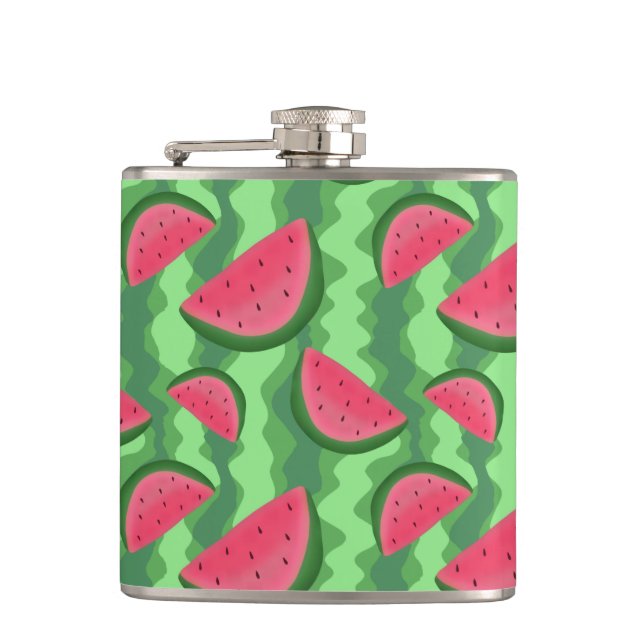 Watermelon Slices Pattern Hip Flask (Front)