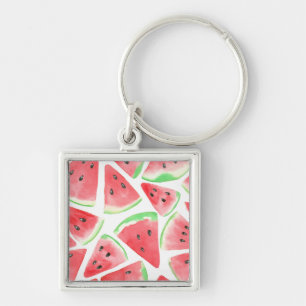 Watermelon slices pattern key ring