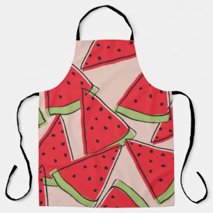 Watermelon Slices Pink Background Pattern Apron