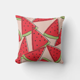 Watermelon Slices Pink Background Pattern Cushion