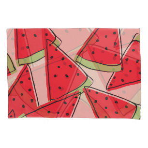 Watermelon Slices Pink Background Pattern Pillowcase