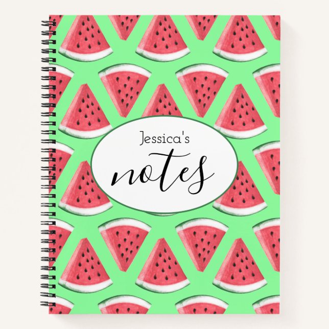 Watermelon Slices Pink Green Summer Fruit Notebook (Front)