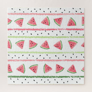 Watermelon Slices: Watercolor Striped Seamless Jigsaw Puzzle