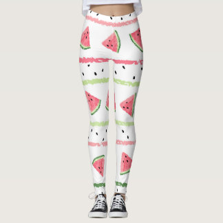 Watermelon Slices: Watercolor Striped Seamless Leggings