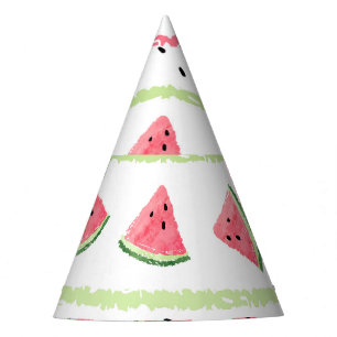 Watermelon Slices: Watercolor Striped Seamless Party Hat