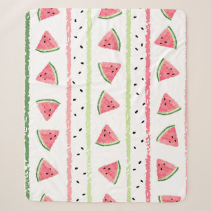 Watermelon Slices: Watercolor Striped Seamless Sherpa Blanket