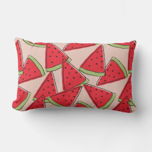 watermelon slices with pink background seamless pa lumbar cushion