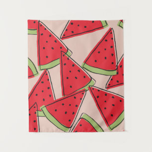 watermelon slices with pink background seamless pa tapestry