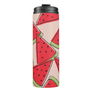 watermelon slices with pink background seamless pa thermal tumbler