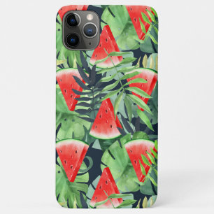 Watermelon slices with tropical leaves iPhone 11 pro max case