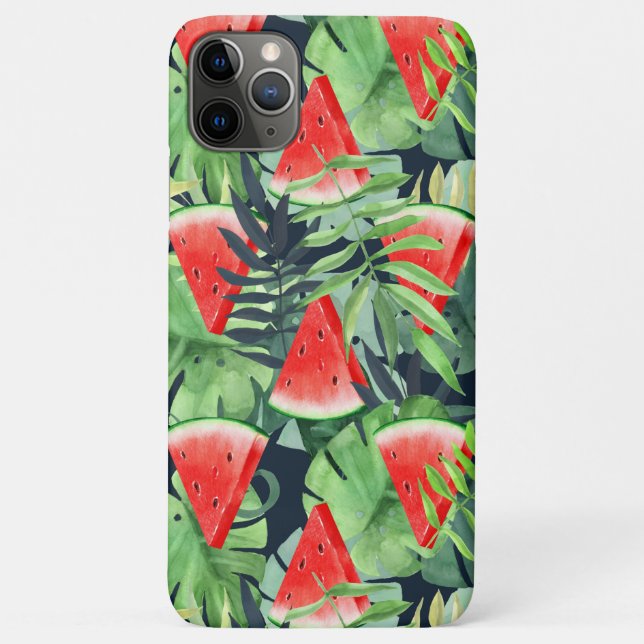 Watermelon slices with tropical leaves Case-Mate iPhone case (Back)