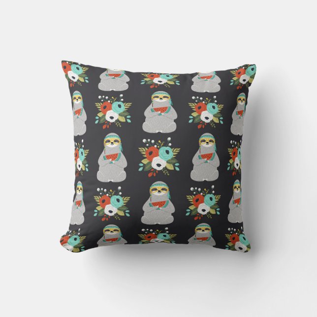 Watermelon Sloth Pattern Cushion (Front)