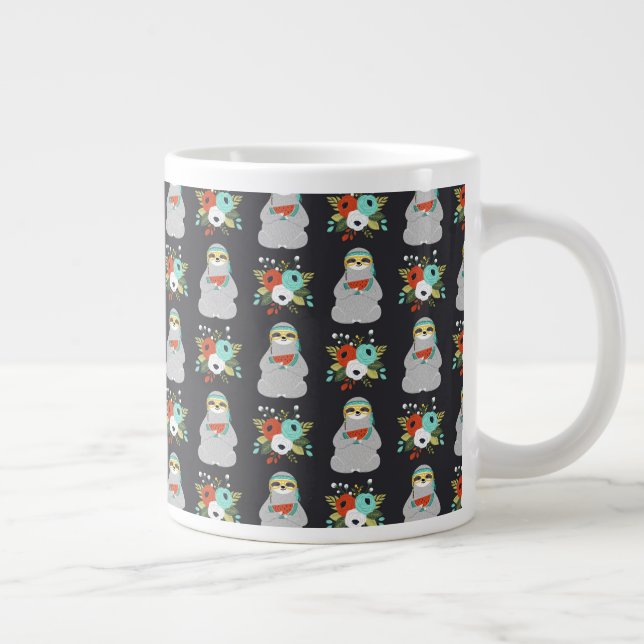 Watermelon Sloth Pattern Large Coffee Mug (Right)