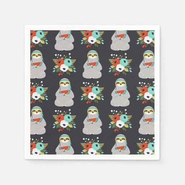 Watermelon Sloth Pattern Napkin (Front)