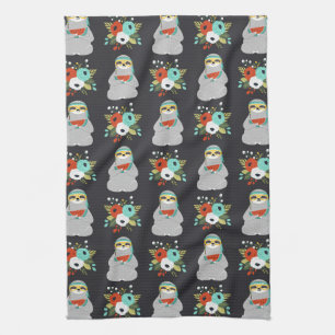 Watermelon Sloth Pattern Tea Towel