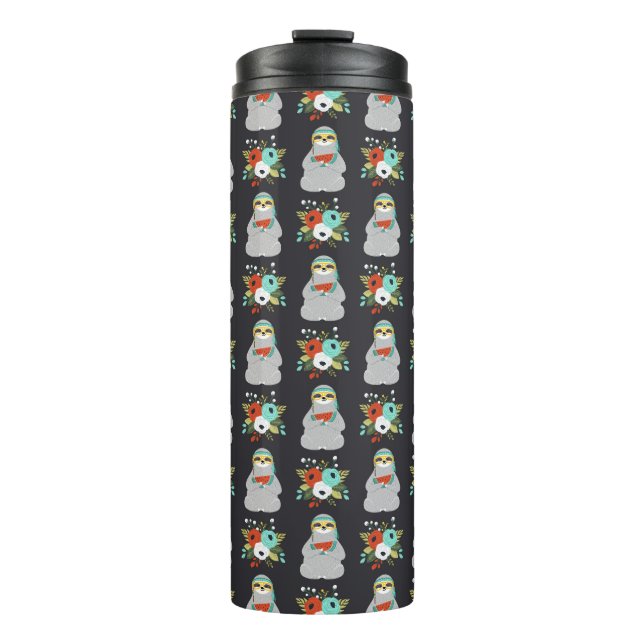 Watermelon Sloth Pattern Thermal Tumbler (Front)
