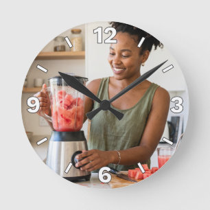 Watermelon Smoothie Blender Kitchen Decor Round Clock