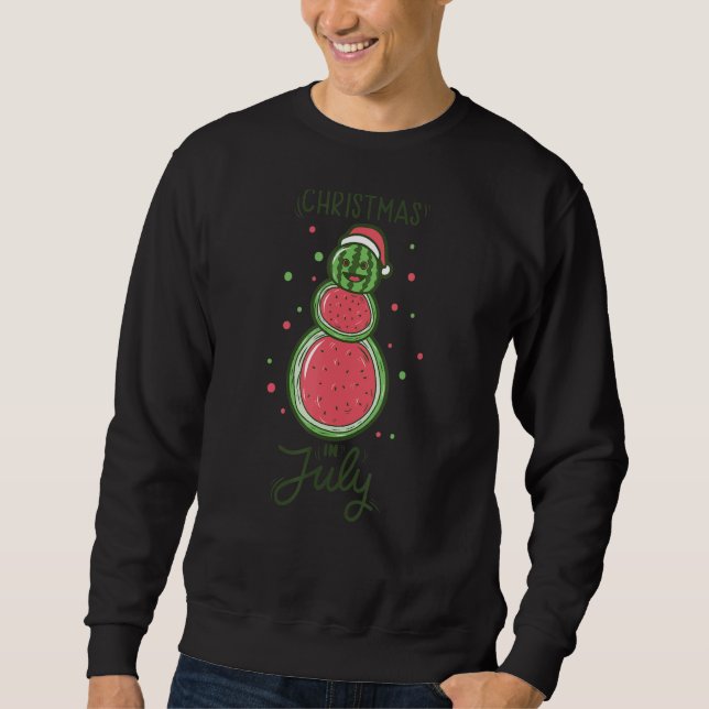 Watermelon Snowman Christmas In July Cute Summer C Sweatshirt (Front)