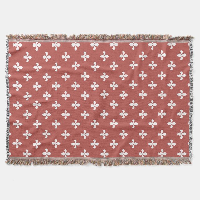 Watermelon Southern Cottage Fleur de Lys Throw Blanket (Front)