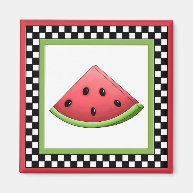 Watermelon Square Chequerboard Magnet (Front)