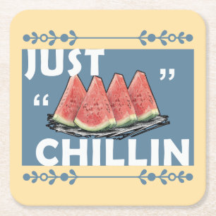 watermelon square paper coaster