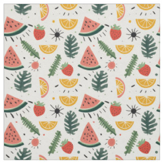 Watermelon, Strawberry & Orange Pattern Fabric