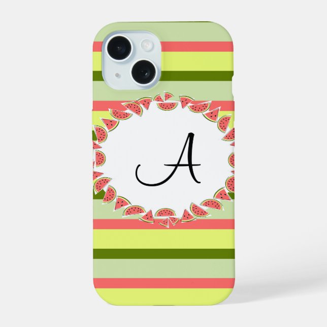 Watermelon Stripe Classic 'Monogram' iPhone case (Back)