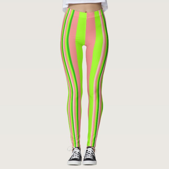 Watermelon Stripe Leggings (Front)