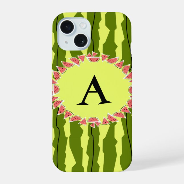 Watermelon Stripe 'Monogram' iPhone case (Back)