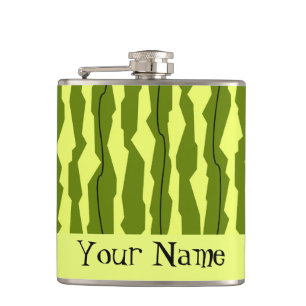 Watermelon Stripe Name Hip Flask
