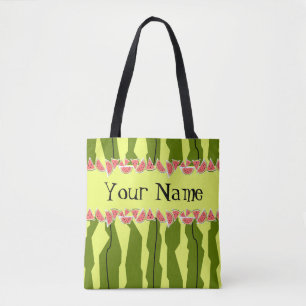 Watermelon Stripe Name tote bag