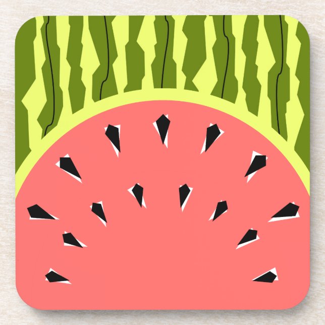 Watermelon Stripe Pink Coaster (Front)