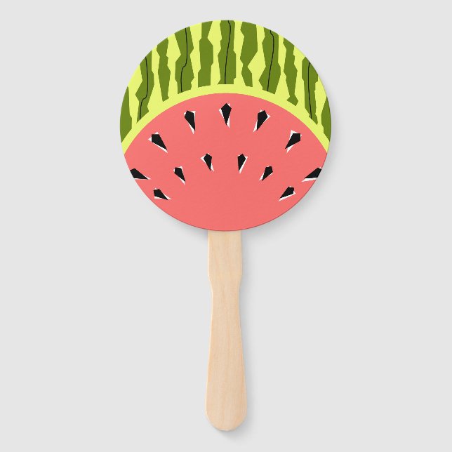 Watermelon Stripe Pink Hand Fan (Front)