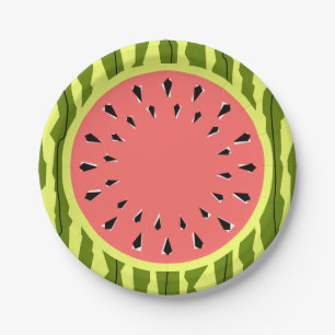 Watermelon Stripe Pink paper plates