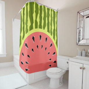Watermelon Stripe Pink shower curtain