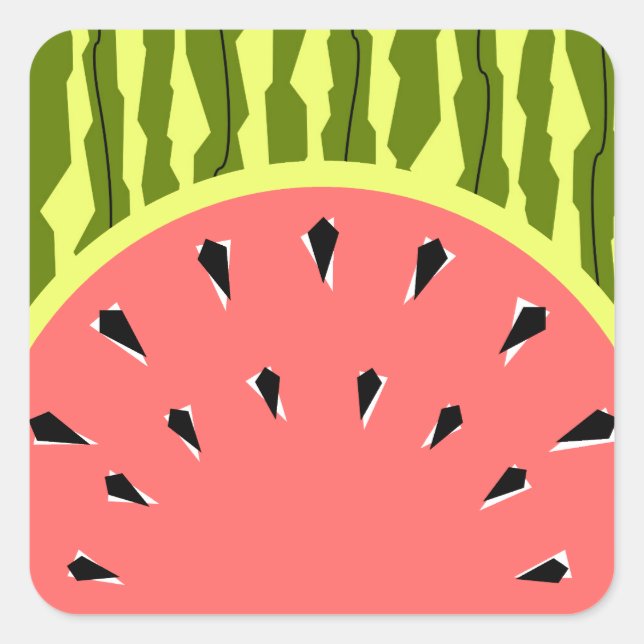 Watermelon Stripe Pink square Sticker (Front)