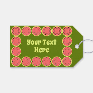 Watermelon Stripe Pink Text yellow green back Gift Tags
