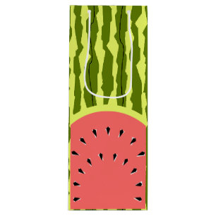 Watermelon Stripe Pink Wine Gift Bag
