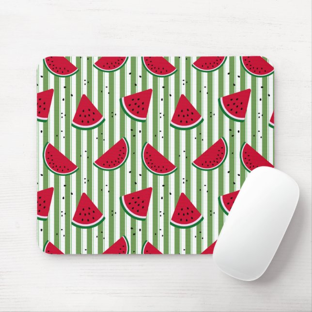 Watermelon Stripe Seamless Pattern Mouse Pad (With Mouse)