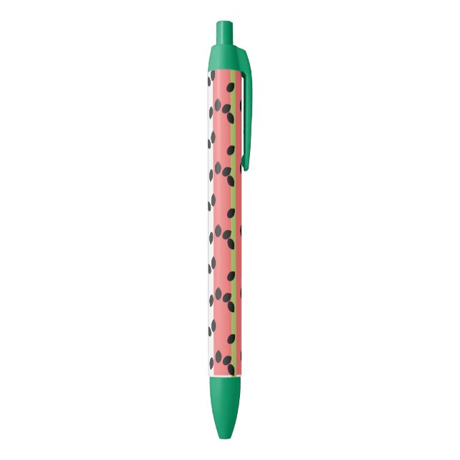 Watermelon Stripes and Seeds Fruit Green Pink Black Ink Pen (Bottom (Vertical))