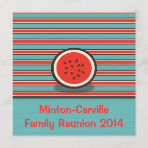 Watermelon Stripes Family Reunion Party Invitation