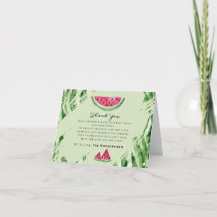 Watermelon Summer Baby Girl Thank You  Card