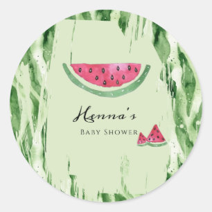 Watermelon Summer Baby Shower Classic Round Sticker