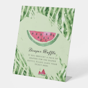 Watermelon Summer Baby Shower Diaper Raffle Pedestal Sign